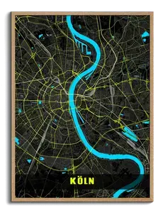 Custom Cologne City Map: Neon Night Style for Your Unique Touch