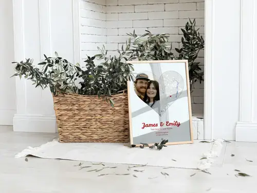 Split Heart Photo Collage with City Map