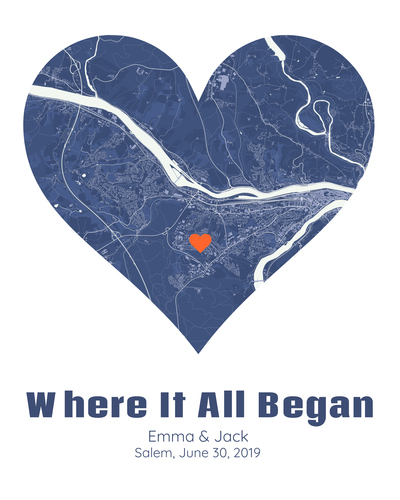 Personalized Heart Map: Where Your Love Story Began!