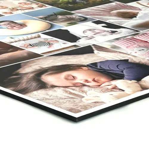 Photo collage on foam board: Detail view